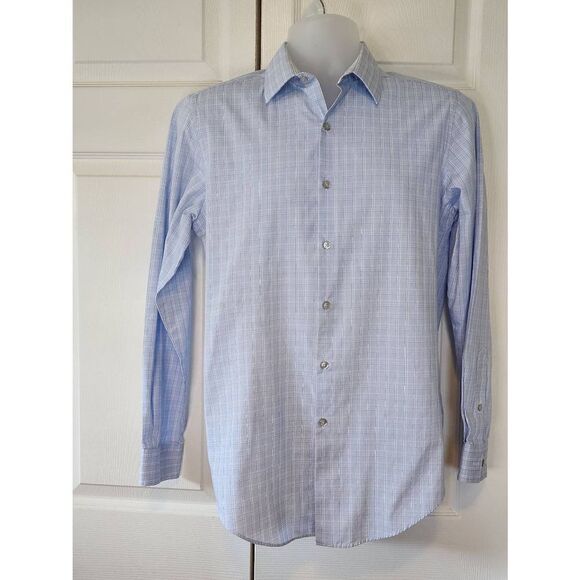 Van Heusen  blue plaid Shirt - Picture 1 of 3